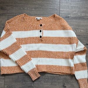 American Eagle Outfitters Orange and White Striped Sweater